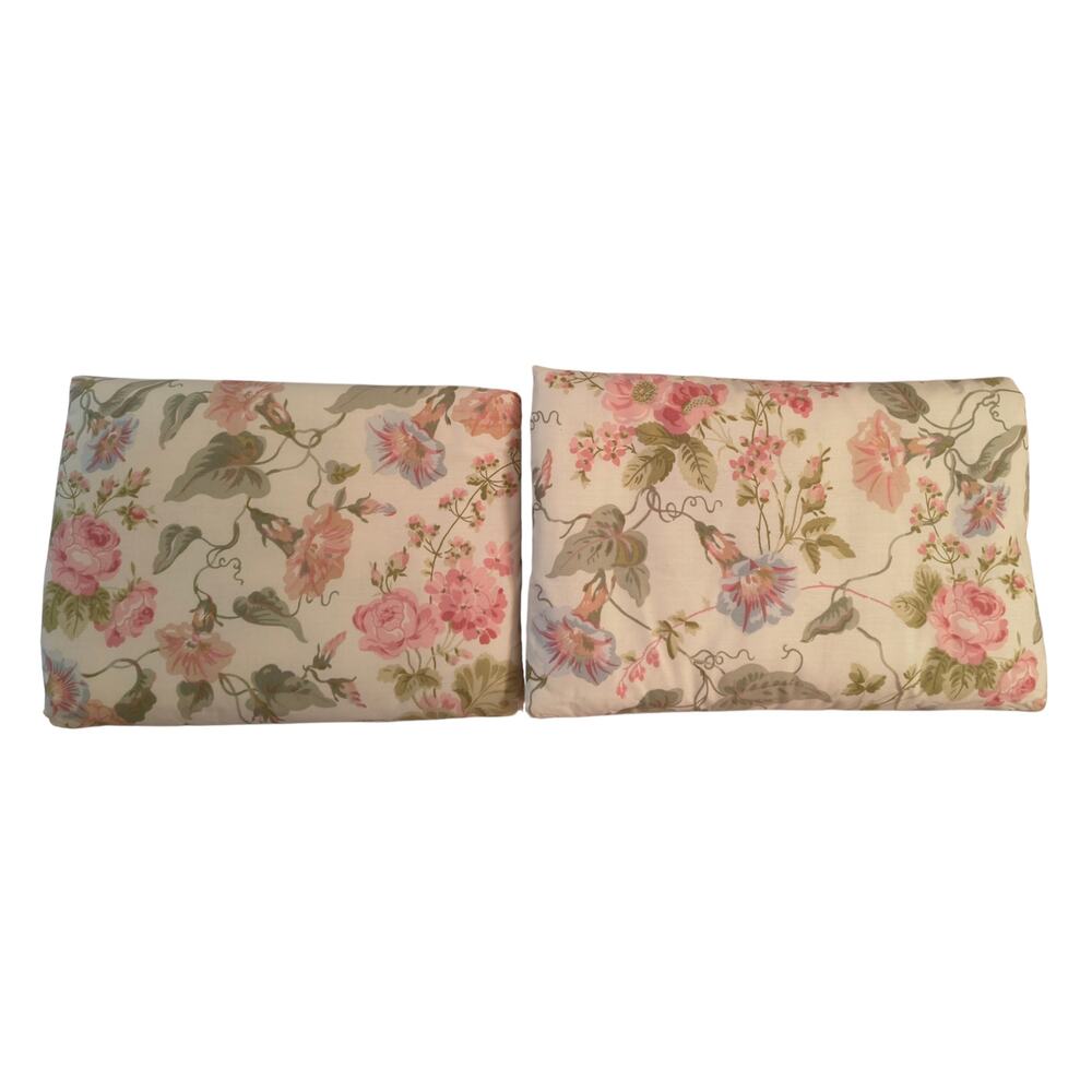 Pair Laura Ashley Melrose Standard Pillow Shams Morning Glory Floral